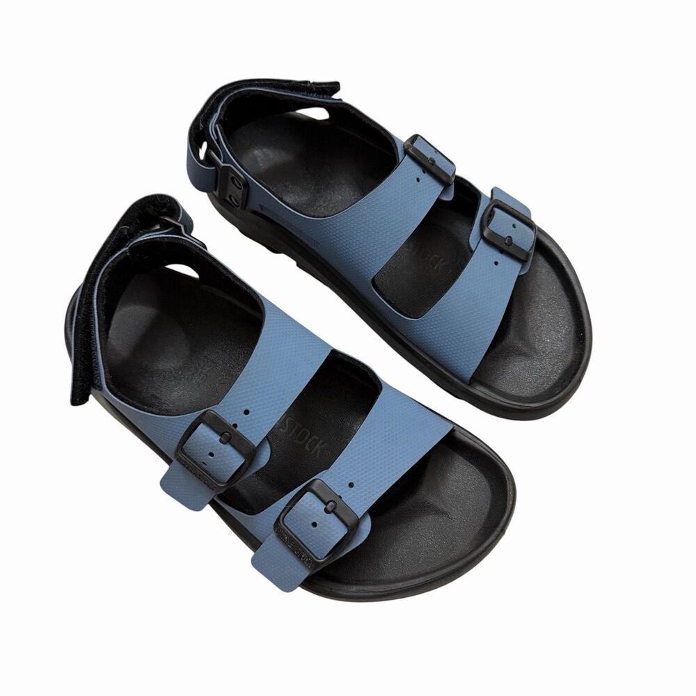 Birkenstock Blue and Black Adjustable Two-Strap Sandals